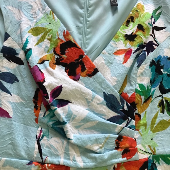 Adrianna Papell Sleeveless V-Neck Draped Front Floral Dress Size 10 - Picture 6 of 11